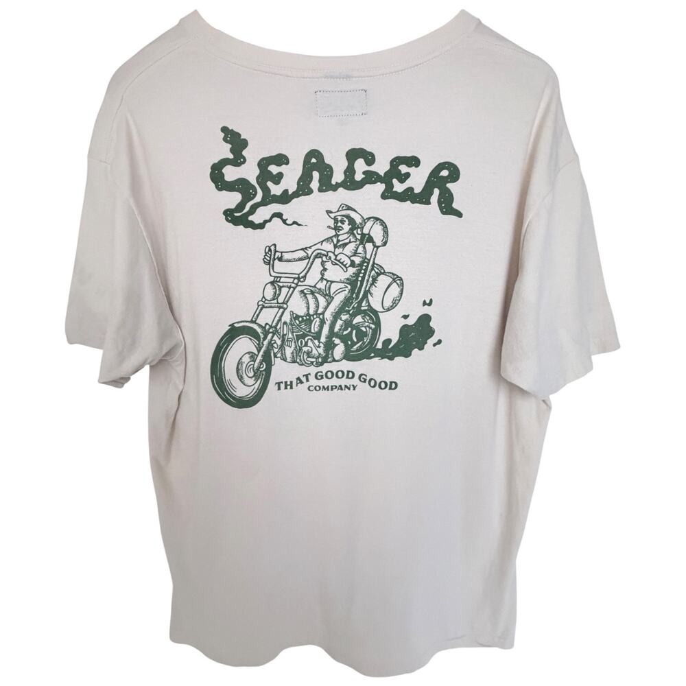Seager That Good Good Company Motorcycle Graphic T Shirt Mens XL Beige
